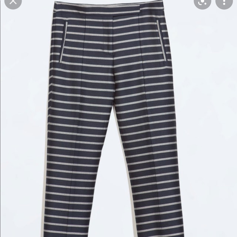 Zara Blue and White Striped Pants